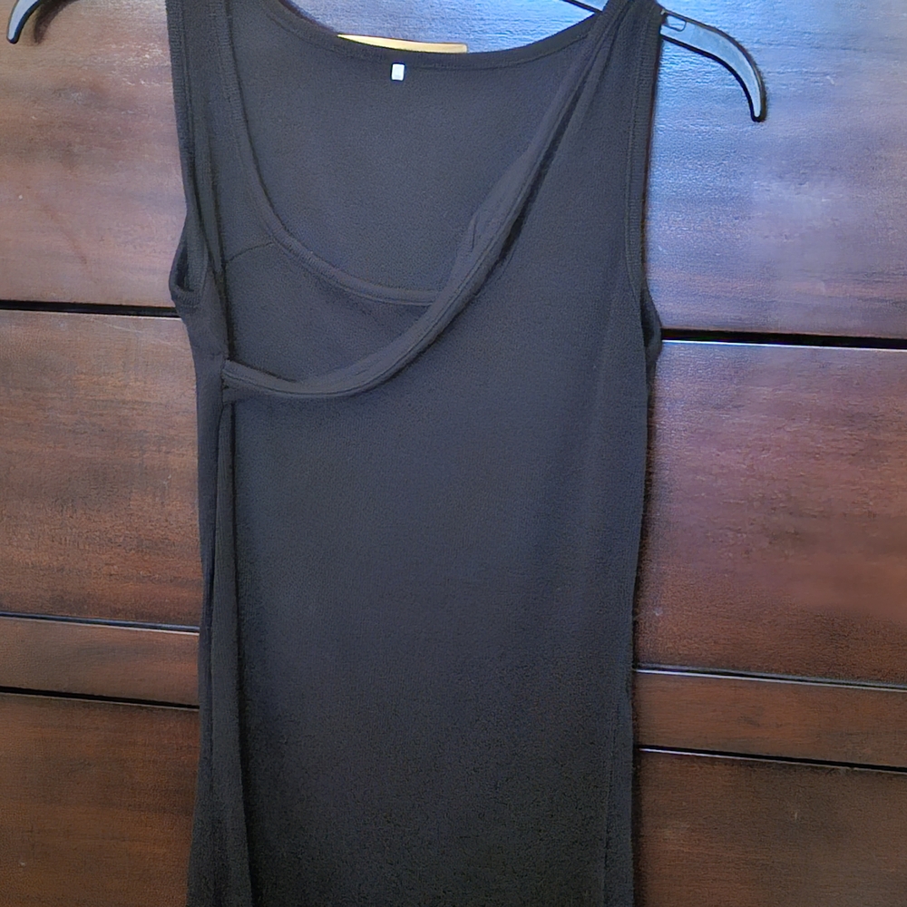 Black Asymmetrical Strap Tank Top